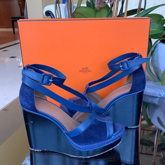 Hermès Ibiza Wedge in Marine Indigo - Picture 1 of 6